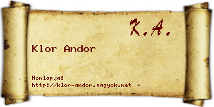 Klor Andor névjegykártya